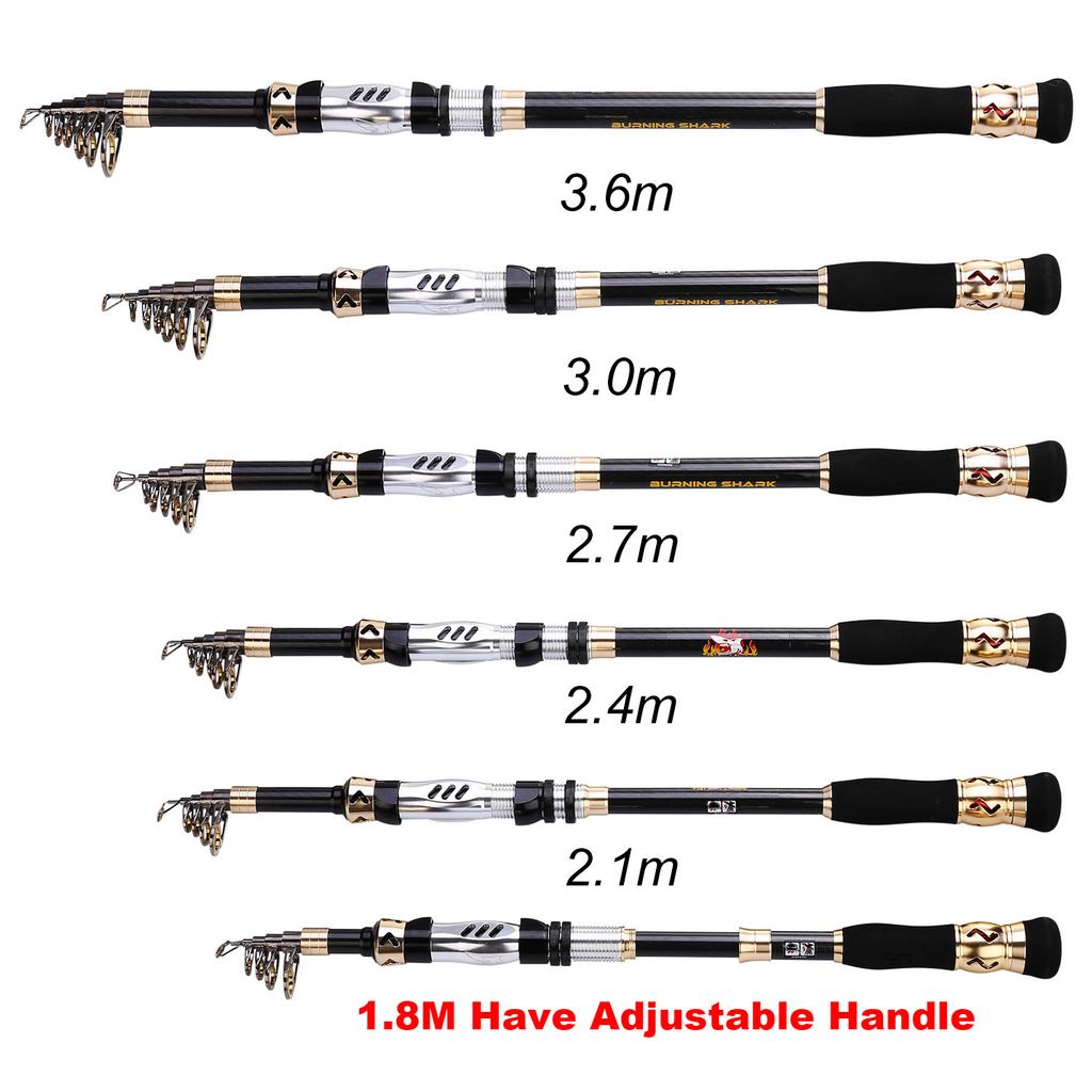 Fishing Rods 24-Ton Ultra Lightweight Telescopic Fishing Poles Stainless Steel Guides