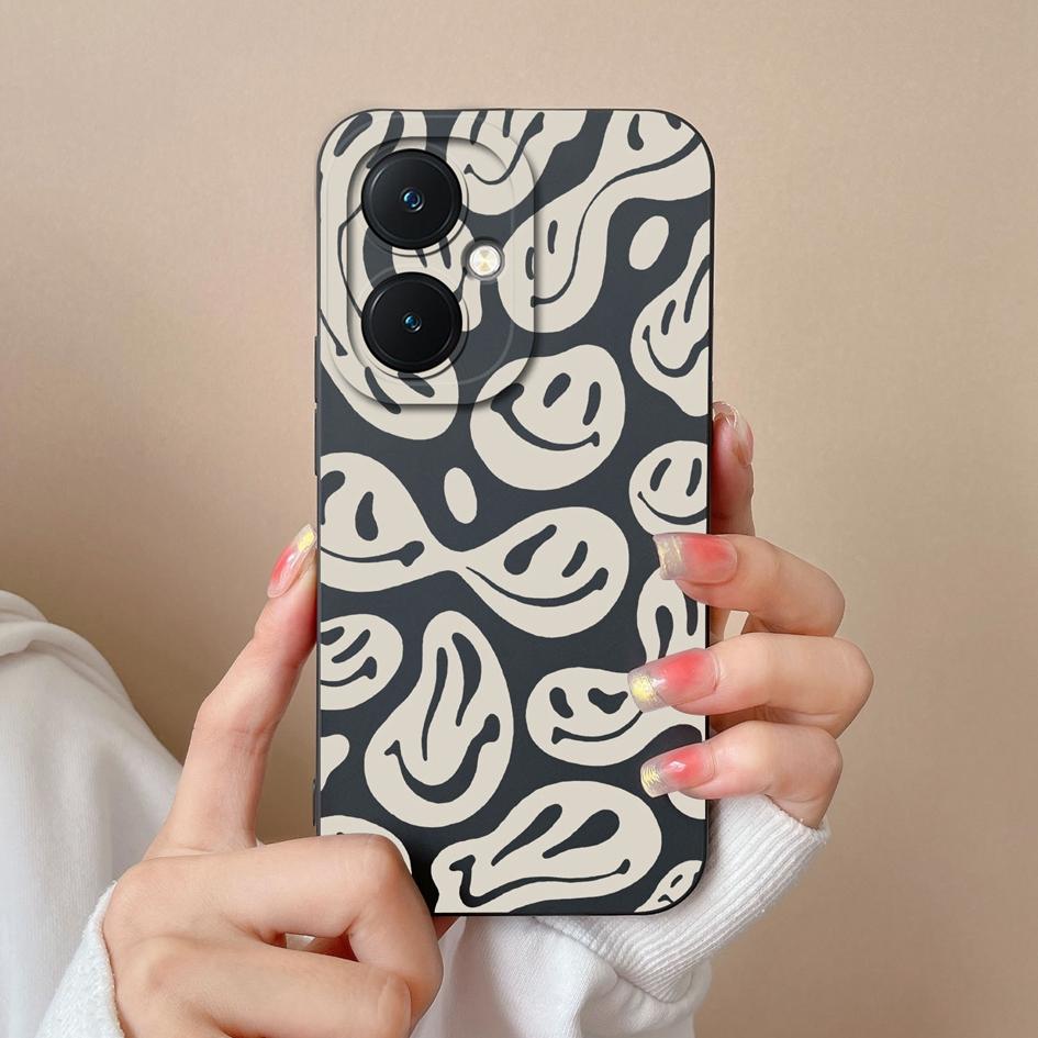 Чехол для телефона для Vivo Y27 V29 Lite Y36 Pro X90 Y17S Y78 + Задние обложки Модные этикетки Защита камеры Мягкий жидкий силикон Роскошный корпус для Vivo Capas