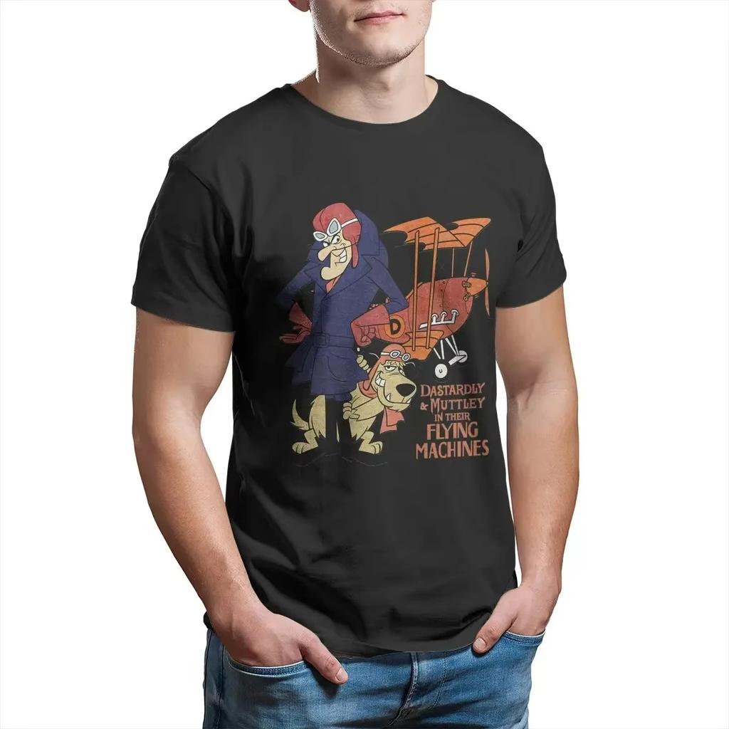2025 Men's Dastardly Muttley Flying Machines Wacky Races Cartoon T Shirts Cotton Clothing O Neck Tee Shirt Graphic Printed