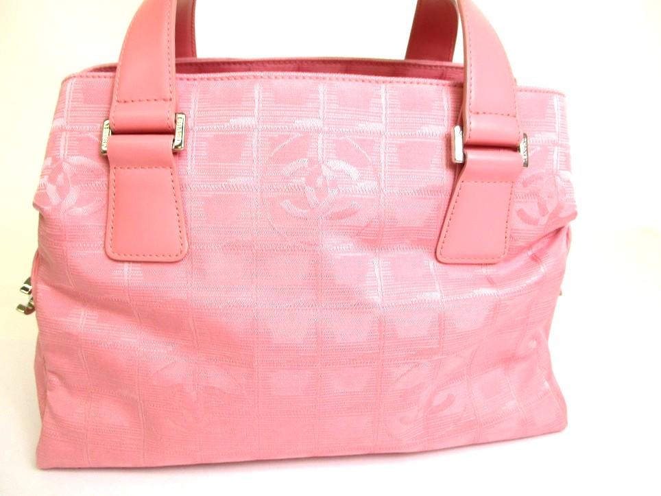 Authentic CHANEL New Travel Pink Nylon Leather Hand Bag Mini Boston Bag #a989  Refurbished