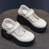 Женские туфли Мэри Джейн весна и осень новые французские на толстом каблуке одинарные туфли универсальные увеличивающие рост липучка маленькие кожаные туфли