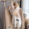 New Monochrome Embroidery Pattern Imitation Cashmere Scarf Women's Long Tassel Warm Extended Shawl