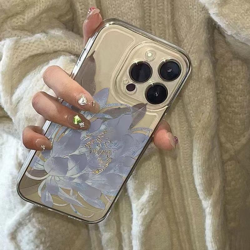 Синий лотос в национальном стиле подходит для чехла на телефон Apple 15 iPhone14promax13 полностью закрывающий xs/xr красивый 7