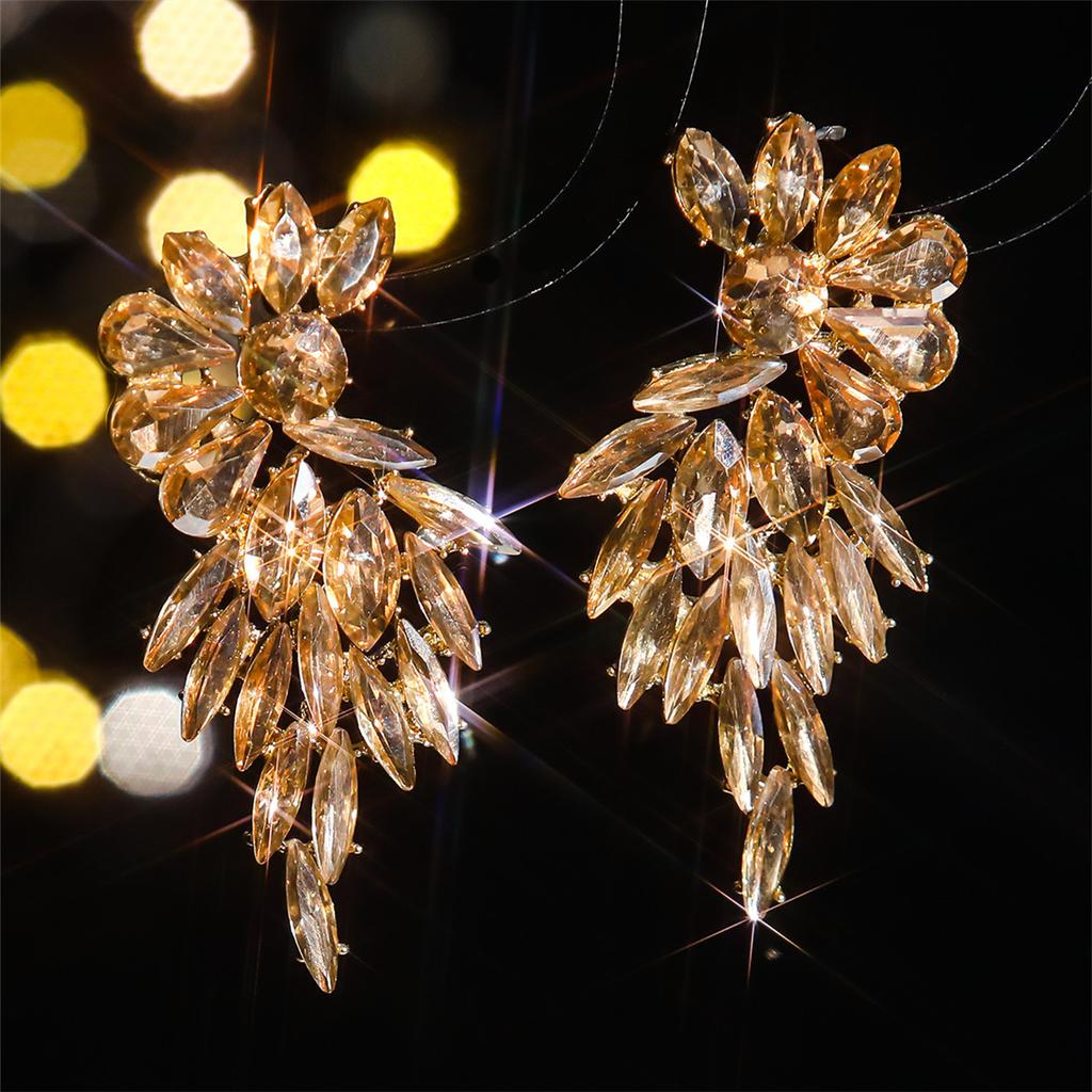 Мода, роскошные серьги-гвоздики из витражного стекла со стразами, женские преувеличенные серьги-гвоздики