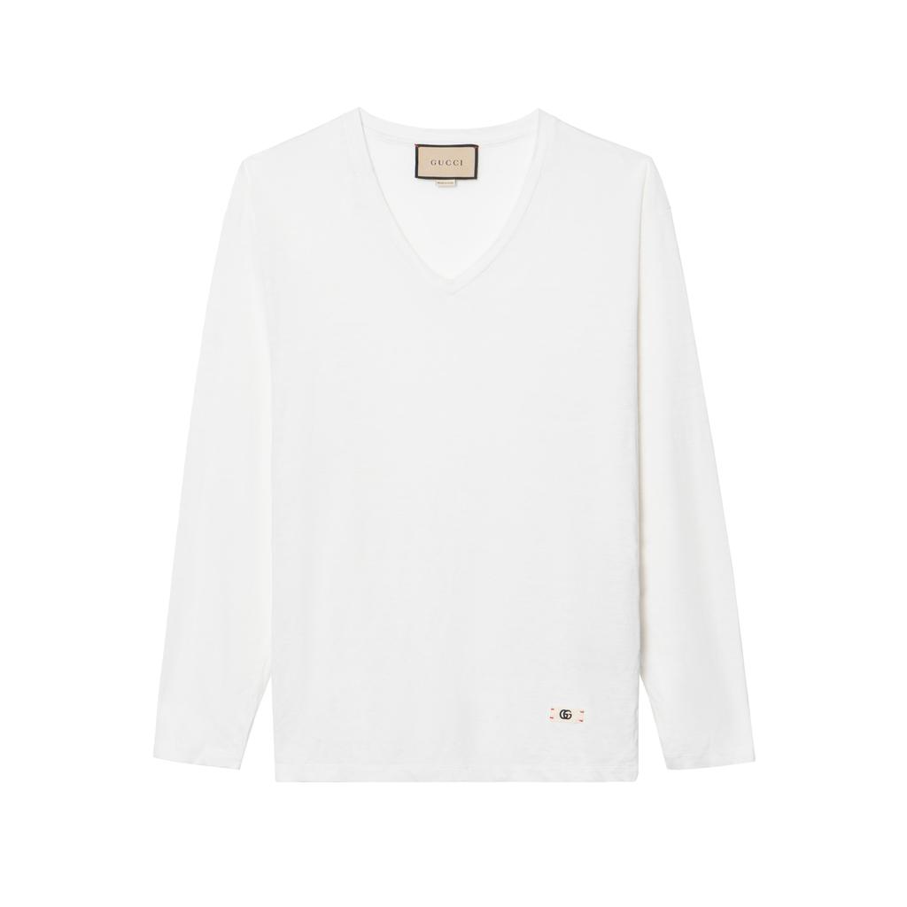 GUCCI T-Shirts Men's White V-neck Moderate 645270-XJC6N-9692
