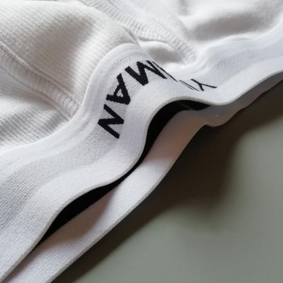 Male Underwear Ribbed Moisture Wicking Seamless Stylish Letter Print Patchwork Color U Convex Shorts Briefs Daily Wear