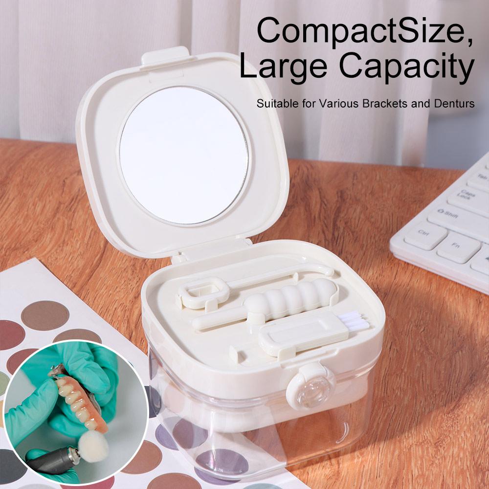 Portable Denture Soaking Cleaning Box Universal Cleaning Tooth Storage Case Dentistry Supplies