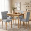 Dining Chairs, Set of 2, Linen-Effect Upholstered Seat, Light Grey