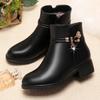 Soft Leather Women's Short Boots Thick-heeled Flat-bottomed Cotton Leather Shoes Single Shoes Autumn