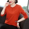 Women's Spring and Summer T -shirt Middle -aged Base Shirt Pure Cotton Long Sleeve Loose Top Fashion New Middle -aged Mothers Clothes