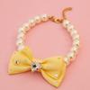 Faux Pearl Pet Collar Necklace with Bow for Dogs Cats Fancy Cat Wedding Collar Jewelry for Girl Cats Dogs Accessories