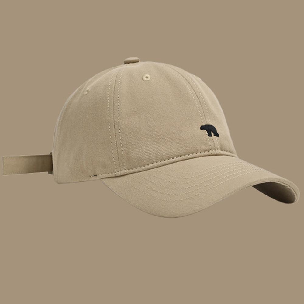 Fashionable Retro Polar Bear Embroidered Baseball Cap For Women Japanese Style Versatile Big Head Circumference Duckbill Cap