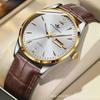Men's Luminous Dual Calendar Leather Digital Waterproof Wristwatch