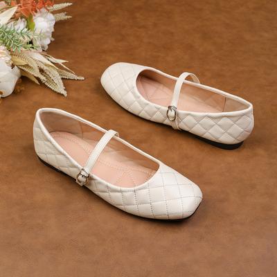 Модные балетки для женщин 2025 Весна и Осень Мэри Джейн Женские Однотонные С квадратным носком Французские Женские Туфли Большого Размера Женская Обувь 43 44