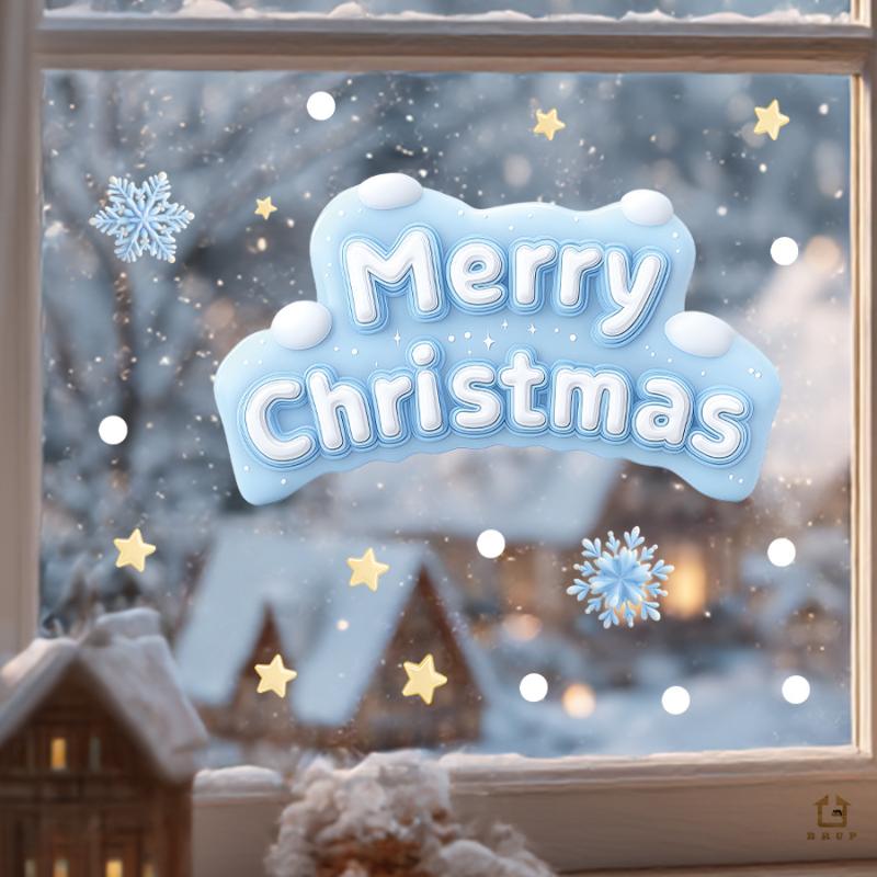 1/2/3/4/6/9 Листов Зимний Снеговик Санта Клаус Снежинка Наклейки на Статическом Электричестве Рождественские Наклейки на Окна Украшения Рождественский Декор