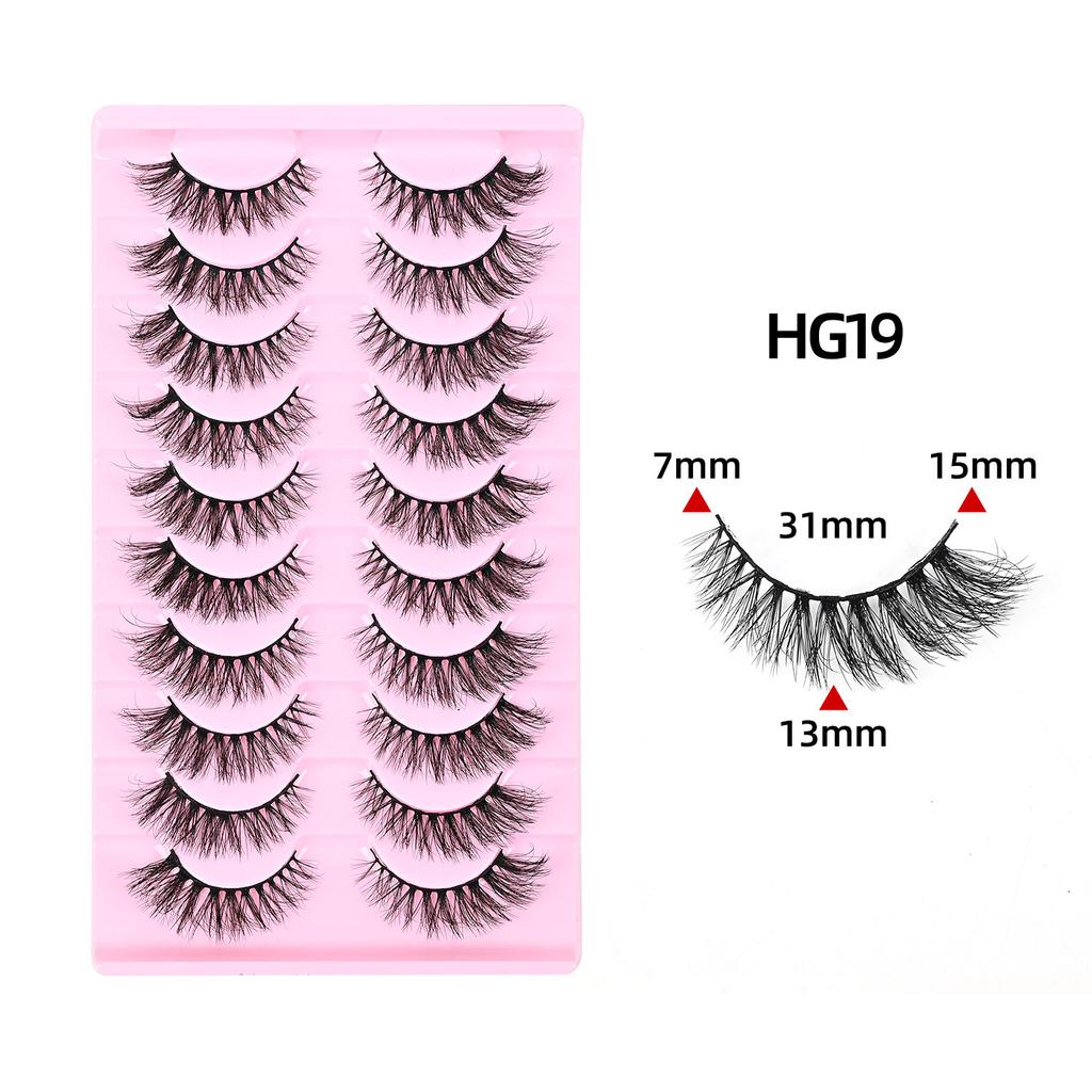 10 Pairs of Thick False Eyelashes Three-dimensional Curled Fluffy Horn-shaped Cat Eyelashes 2026