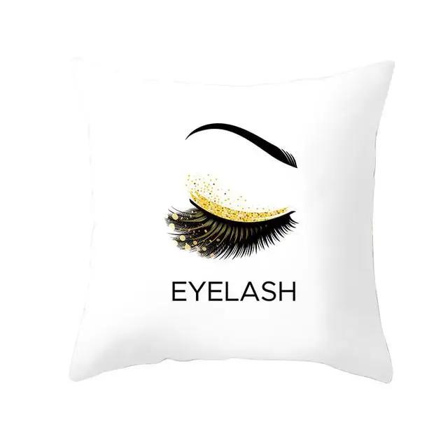 Juste de coussin en polyester avec cils, taie d'oreiller, décoration à la mode, canapé, maison