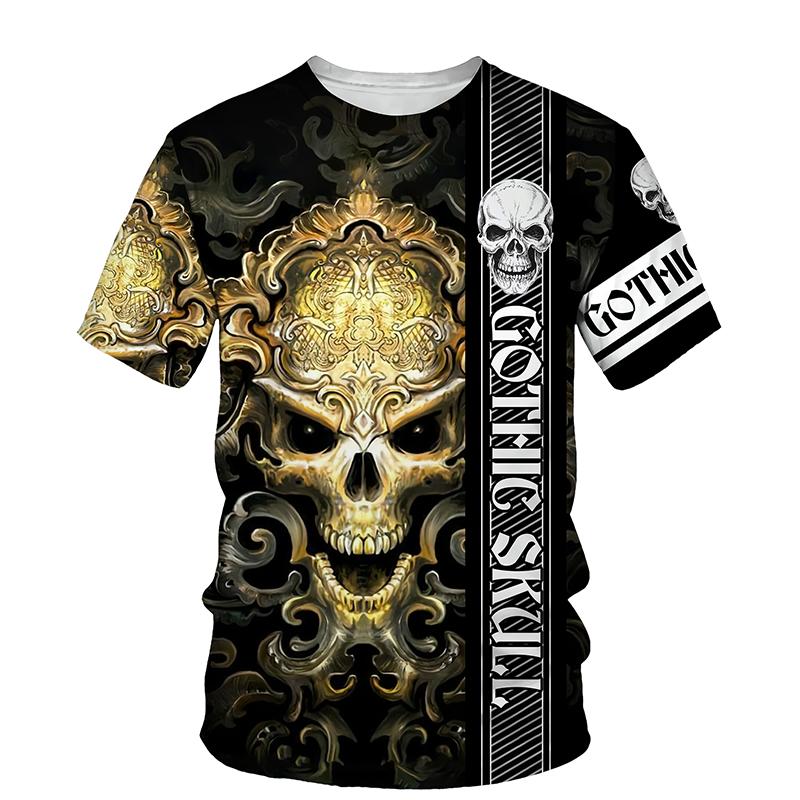 Мужская и женская футболка с 3D принтом черепа унисекс, летние футболки с короткими рукавами и круглым вырезом