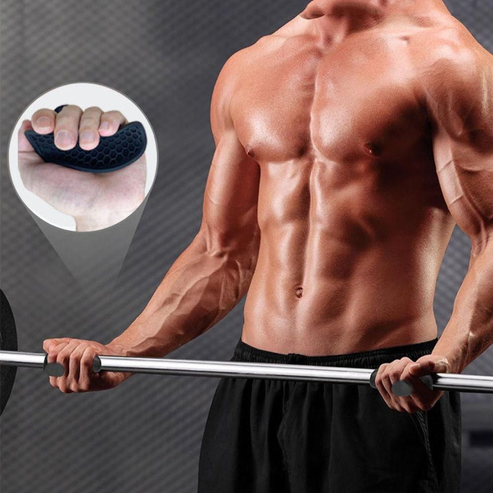 1 Pair Elastic Workout Gym Gloves Anti-slip Silicone Palm Grips Weight Lifting Grips Gym/Fitness
