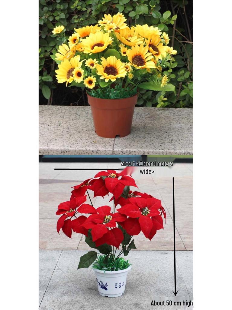 Набор искусственных азалий-бонсай для улицы - Маленькое растение в горшке для клумбы или коридора