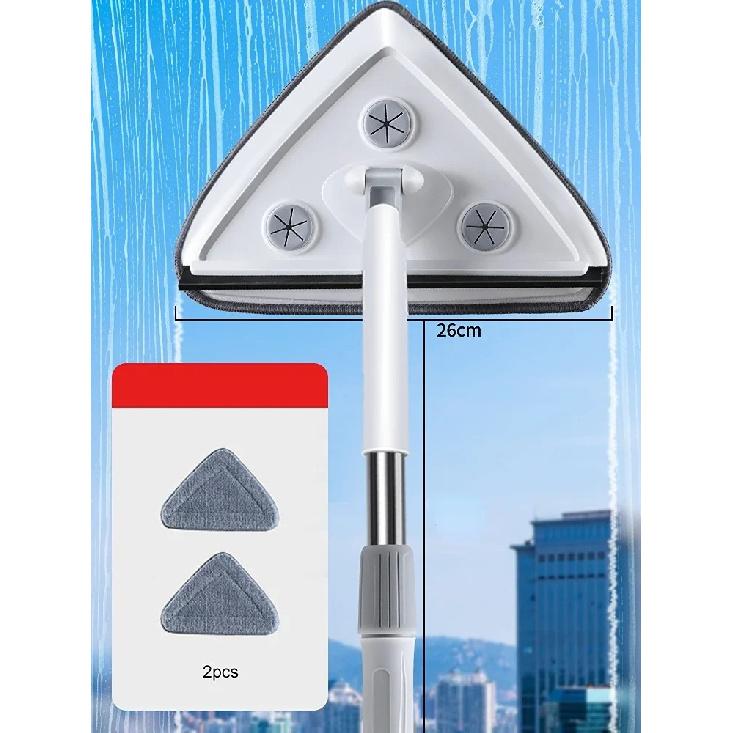 Triangle Glass Wiper Telescopic Rod Windows Cleaning Brush Window Cleaner Professional Household Window Cleaning Tool