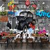 Большие настенные фрески Ретро Европейский 3D кирпичная настенная роспись автомобиля граффити настенные обои