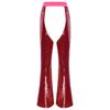Womens Halloween Glitter Sequin Cowgirl Chaps Adjustable Waist Crotch Hollow Out Fully Lined Flared Pants