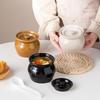 Керамическая глиняная пароварка-кастрюля с крышкой для супа и яиц на пару