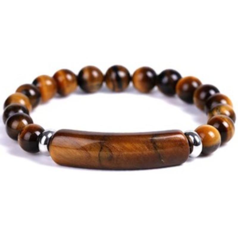 Evil Eye 8mm Obsidian Magnet Spacer Elastic Cord Yellow Tiger Eye Evil Eye Bracelet