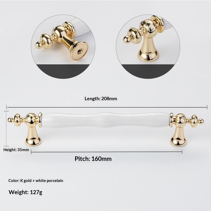 Modern Colored Ceramic Furniture Handle Golden Wardrobe Cabinet Handles Closet Door Knob Dressing Table And Drawer Pull Hardware