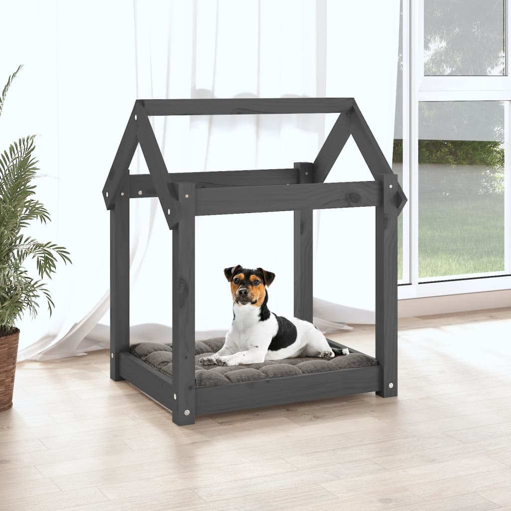 Vidaxl Legowisko Dla Psa, Szare, 61X50X70 Cm, Lite Drewno Sosnowe