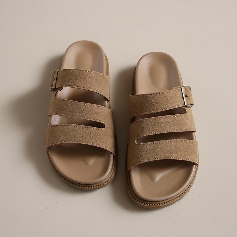 Модные шлепанцы на толстой подошве Модные летние новые шлепанцы с ремешком на одной пряжке Пляжные крутые шлепанцы Женские