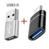 2PCS USB 3.0 To Type C OTG Charger Adapter Connector Type-C To USB Male To Type-c Adapt Converter for PC MacBook Car USB Ipad