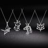 Skyrim Unicorn Fox Crane Pendant Necklace Women Girls Stainless Steel Animal Choker Chain Necklaces Statement Jewelry Gift