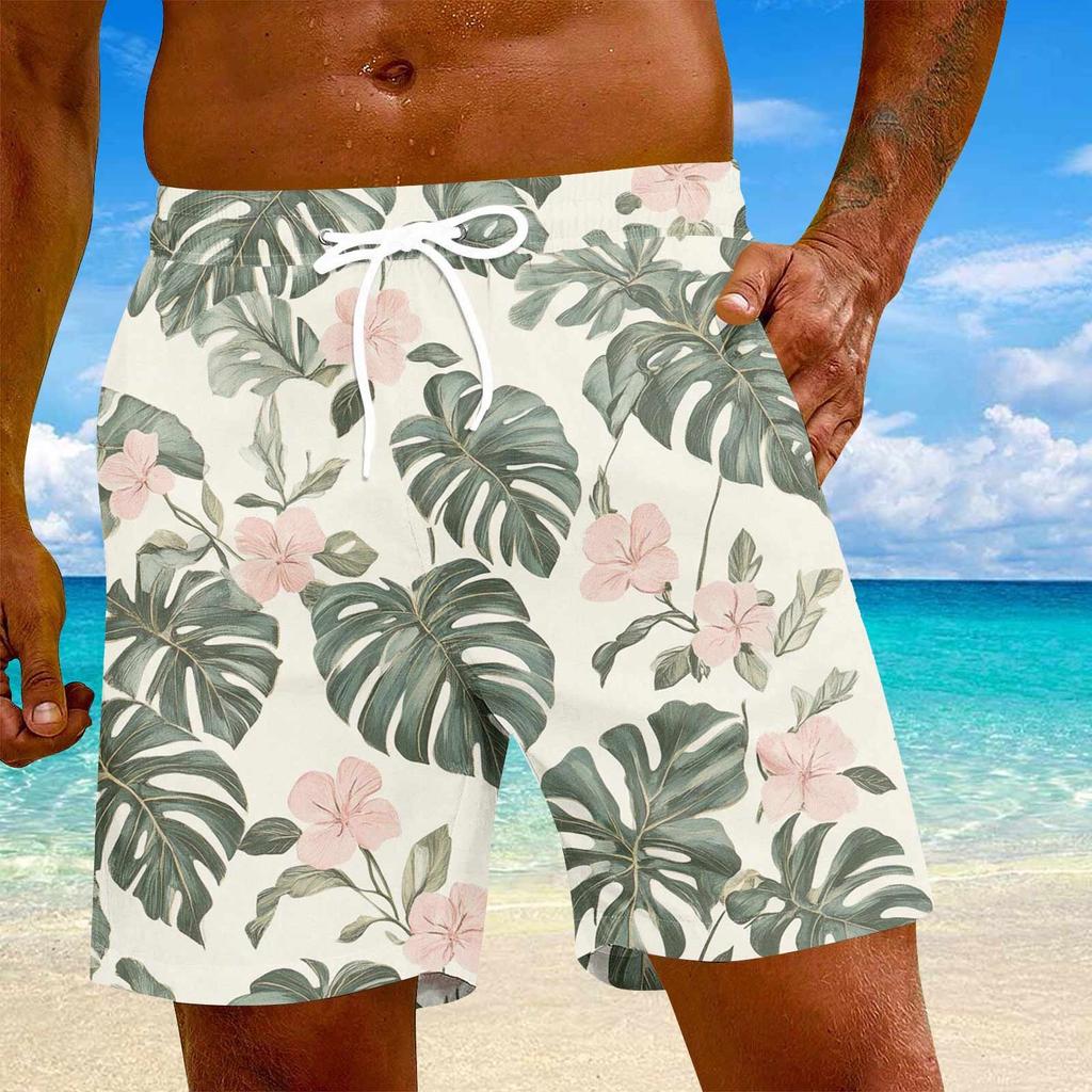 Мужские модные гавайские принты с эластичной талией, повседневные штаны для йоги, пляжные шорты
