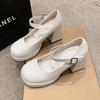 Fashion Women's Fashion Chunky Heel Mary Jane Shoes Spring New Round Head Shallow Mouth Line with Anti-slip Wear-resistant Shoes