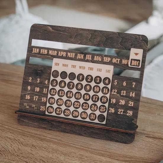 2025 Perpetual Calendar Деревянный Настольный Календарь 12 Месяцев Настольный Слайдер Календарь Для Домашнего Офиса Школы Декор