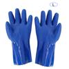 PVC Chemical Resistance Gauntlet Knitted Cotton Lined Straight Sleeve Safety Gloves Non slip(L )