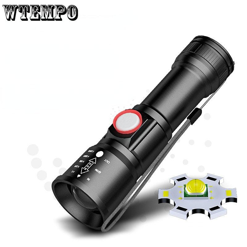 Фонарик XHP60 с зумом, индикатором мощности, USB-зарядкой, водонепроницаемый, с сильным светом, фонарик сзади