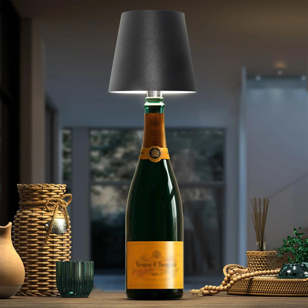 Светодиодная настольная лампа, перезаряжаемая, 2000 мАч, металлическая, с регулируемой яркостью, лампа-бутылка с плавной регулировкой яркости, светодиодная лампа-бутылка для вина, семейный ресторан и бар