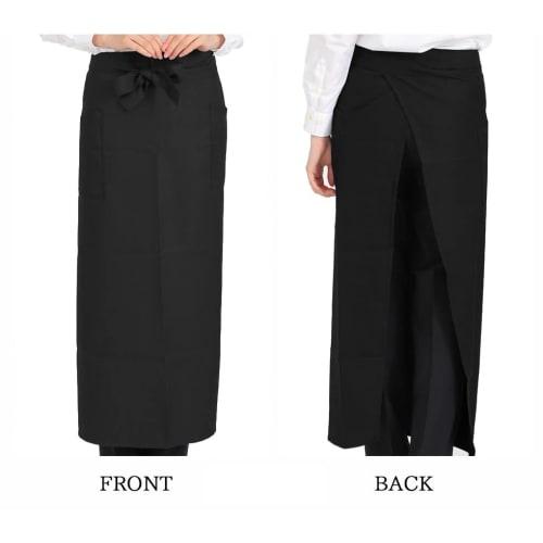 Long-Sized Apron for Commercial and Home Use (Black) - Restaurant, Kitchen, Chef, Unisex, Work, Home, and Commercial Use, Solid Color, Super Water-Rep
