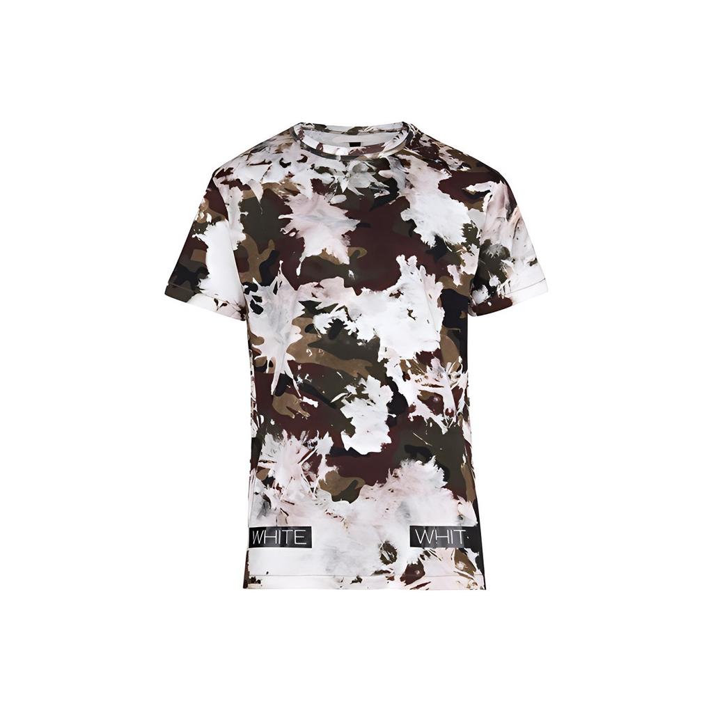 Off-White Мужская футболка с камуфляжным принтом «Снежинка» и короткими рукавами, разноцветные OMAA004S160890049910
