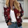 Jackets For Women Long Sleeve Lightweight Zip Up Cropped Fashion Christmas Print Outerwear Casual Quilted Jackets Whith Pockets