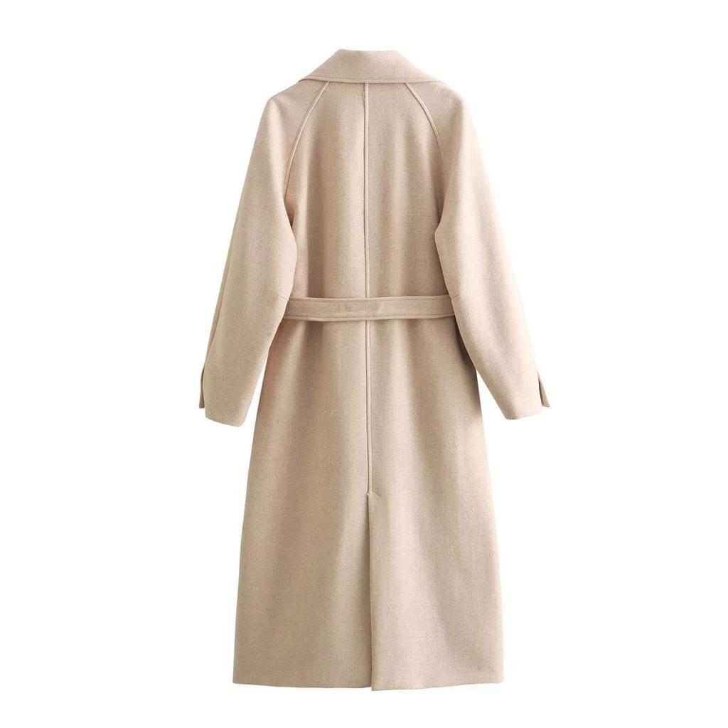 European and American style, new women's clothing, versatile, fashionable with belt woolen coat 2052142