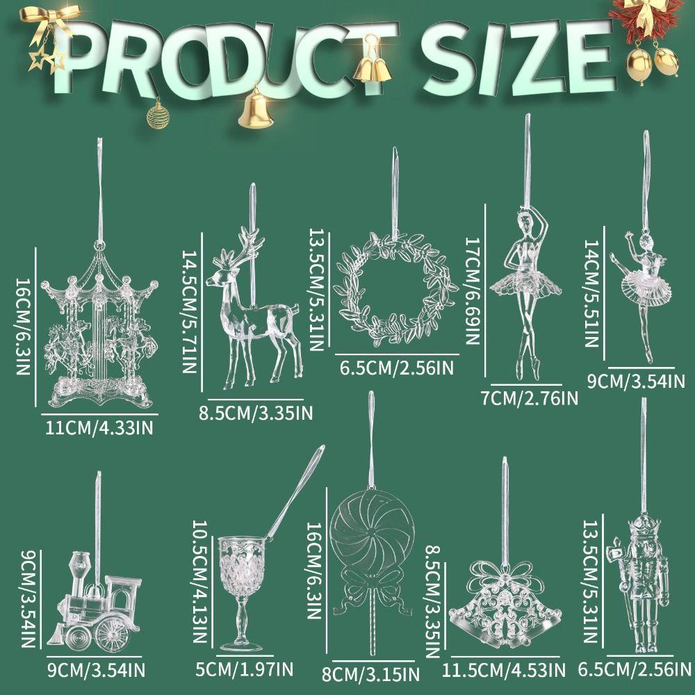 Акрил Акриловые Рождественские Подвески Прозрачные Прозрачные Имитация Кристалла Подвесная Подвеска Прозрачные Украшения на Елку