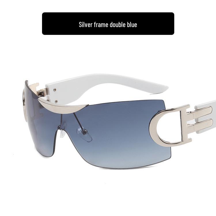 Большие безободковые солнцезащитные очки Y2K 2022 - Футуристичный спортивный дизайн