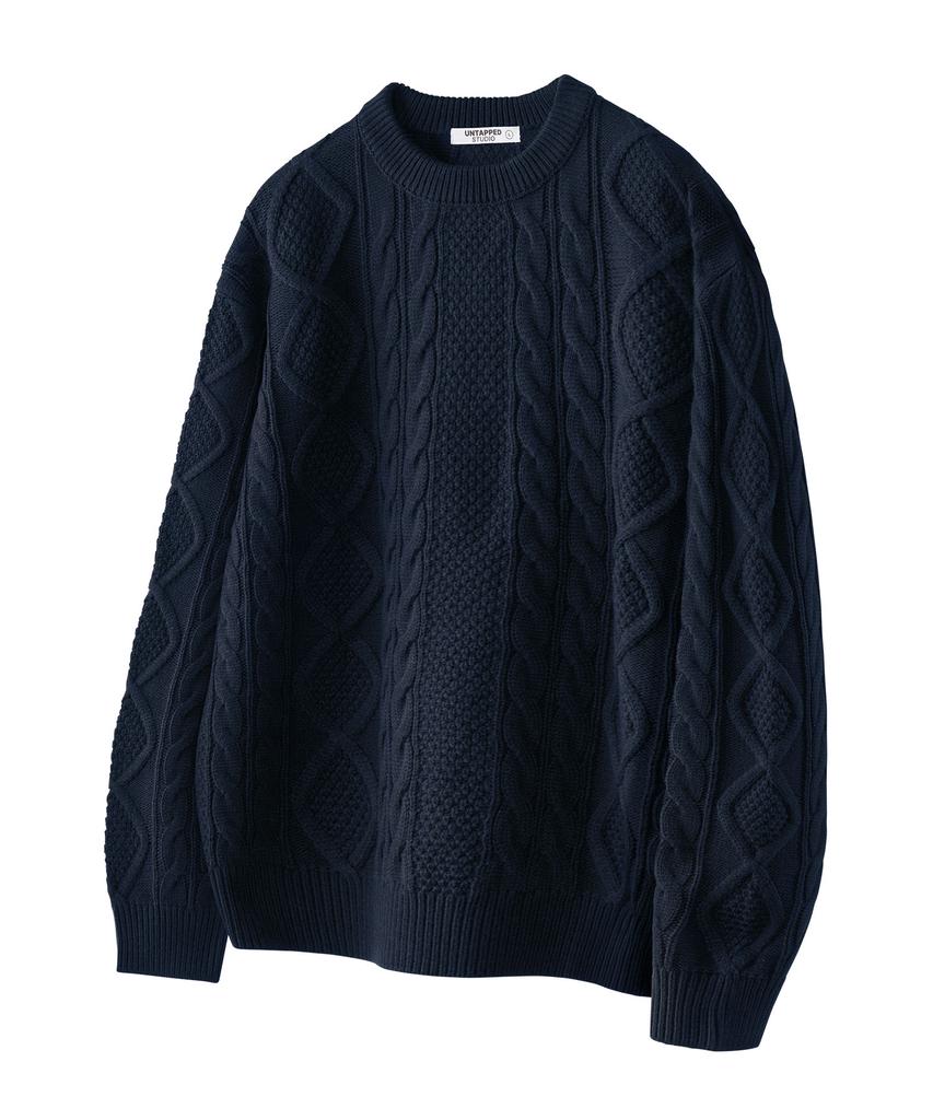 UNTAPPED STUDIO [2Pack] Oversized Aran Cable Round Knit 5 Colors