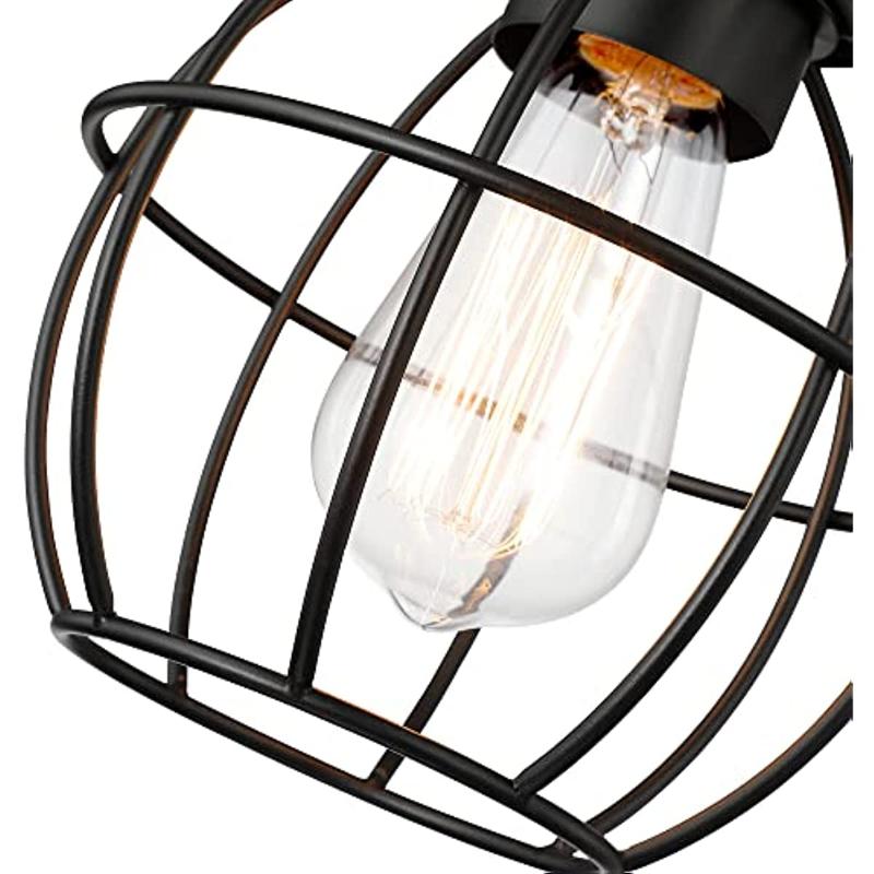 Полувстроенный потолочный светильник с одной лампой, бронзовый промышленный потолочный светильник с масляной облицовкой и металлической клеткой, освещение крыльца