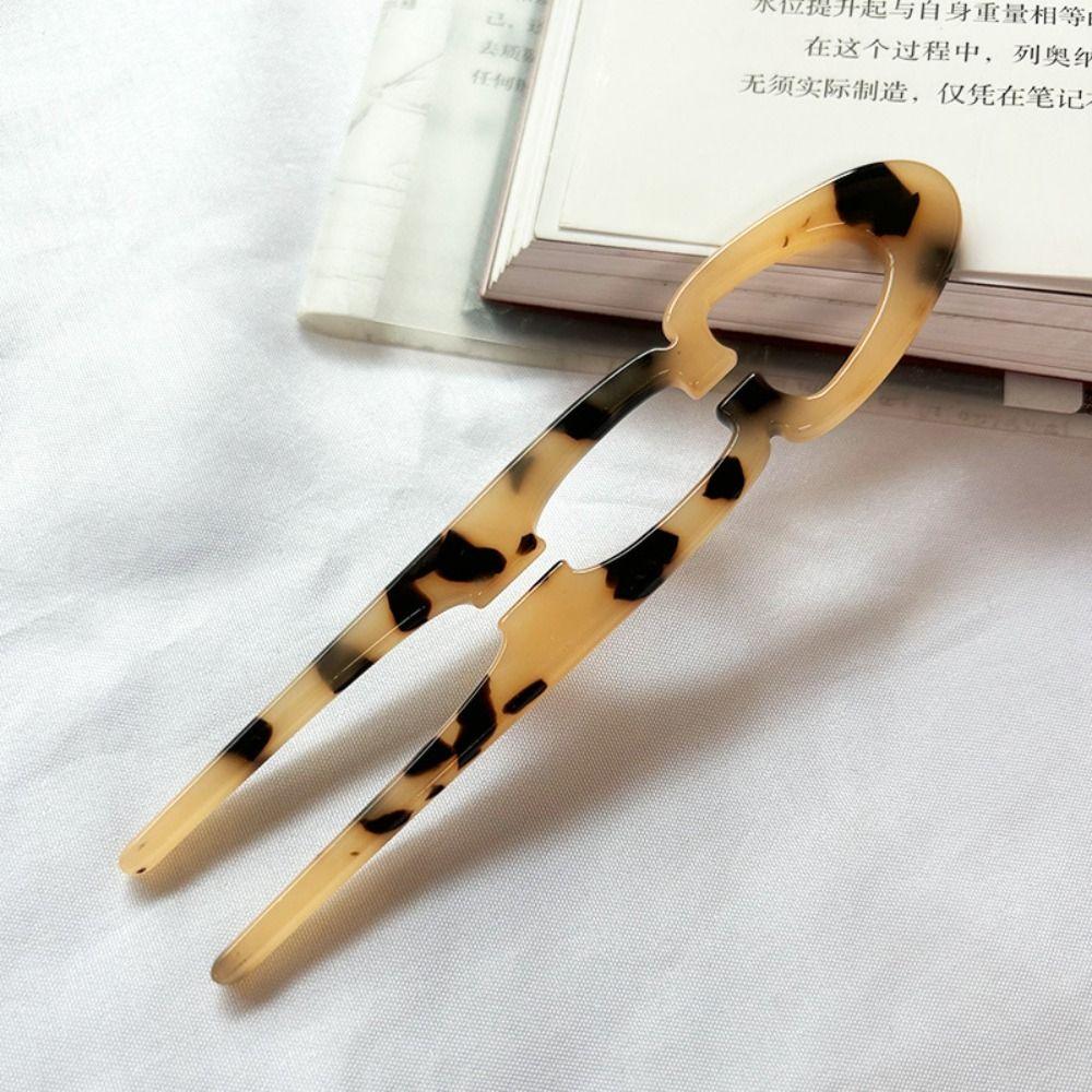 Acetate Hair Sticks U-Shaped Bun Hairpin Sweet Meatball Head Hairclip  For Woman Girl