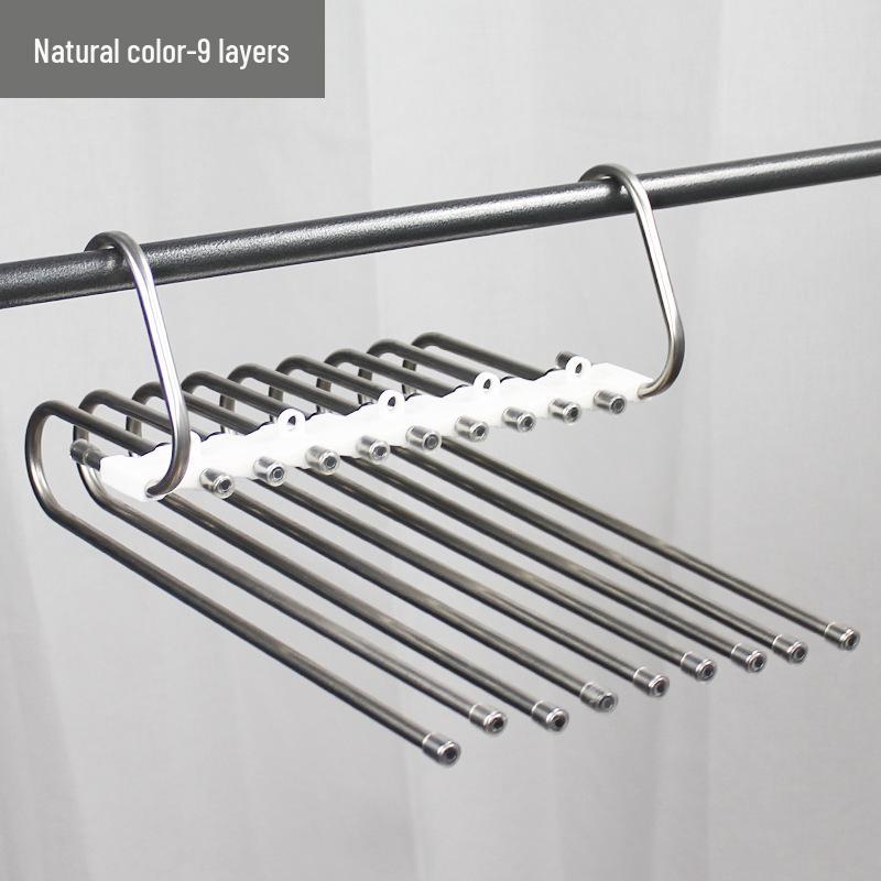 Stainless Steel Multi-Layer Folding Pants Hanger with Clips - Magic Storage Rack for Wardrobe